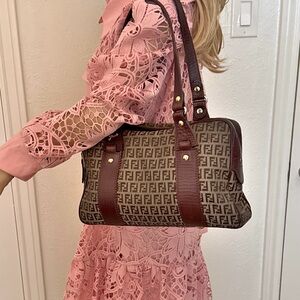 Fendi Zucchino Shoulder Bag Authentic Vintage